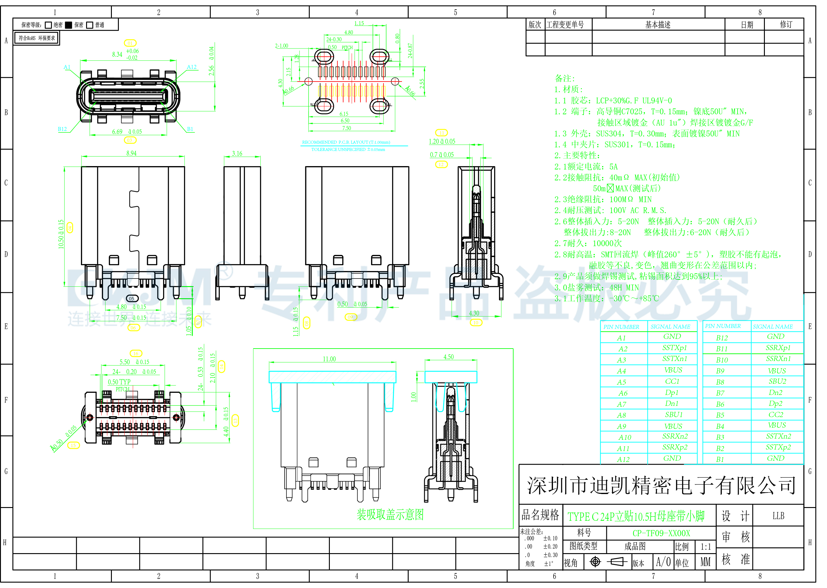 TYPE-C 24P 立貼 TYPE-C 24P 立貼